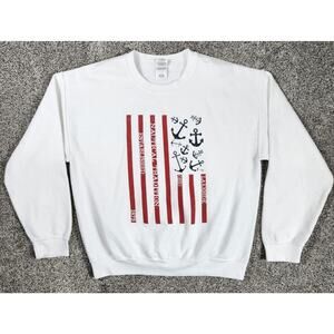 Nautical Lakeside Sweater Adult Size Large White Long Sleeve Shirt